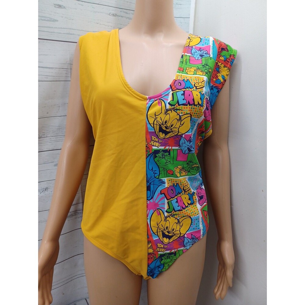 Tom & Jerry Swimsuit Bathing One Piece Color Block Plus Sz 3XL